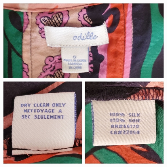 Anthropologie Odille 100% Silk Boho Floral Peplum Tunic Longsleeve sz 8 - Picture 8 of 8